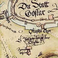 Ausschnitt aus Karte des nördlichen Harzes bei Goslar um 1530
