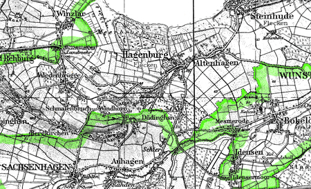 Ausschnitt aus der Kreiskarte 1 : 100 000 (KCV) Lkr. Schaumburg-Lippe und Lkr. Grafschaft Schaumburg, 1958