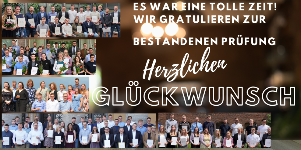 Wir gratulieren zur bestandenen Prüfung
